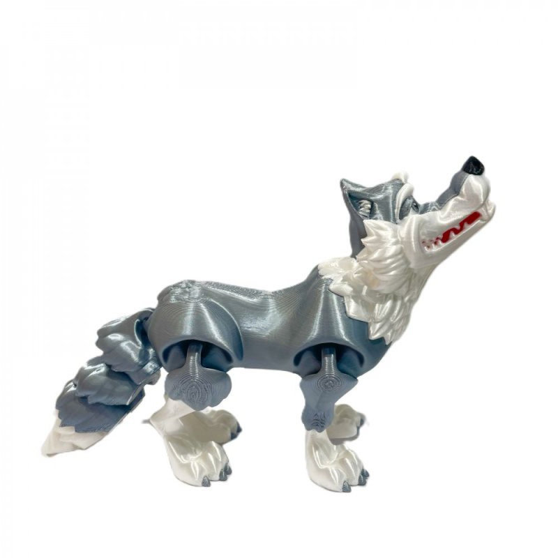 Figurine loup avec long nez imprimé en 3D, Bleu, H 4,25 po x l 2 po x P 6 po