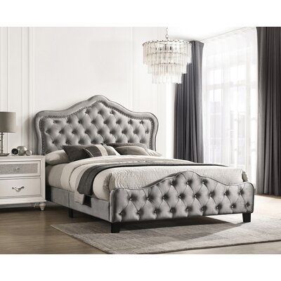 Upholstered Tufted Panel King Bed With Nailheads In Grey -  Rosdorf Park, B1E3130AF4BA469186AEC78C643CE316