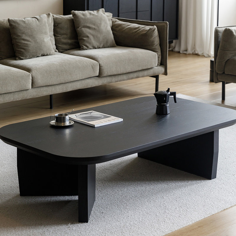 Modern Style Coffee Table with Triangular Legs, 14.96" H x 55.11" L x 31.49" W