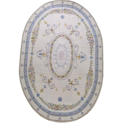 Oval Shape Antique Late 19th Century Room Size French Aubusson Carpet