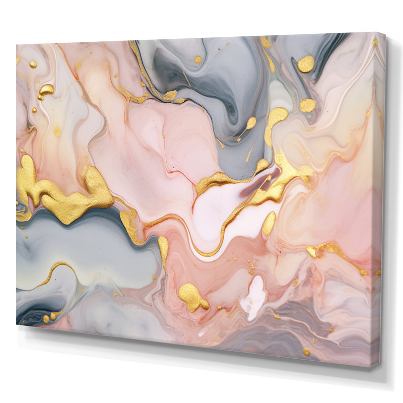 «Pink and Gold Tender», impression sur toile encadrée sur toile, H 16 po x l 32 po x P 1 po, Toile tendue