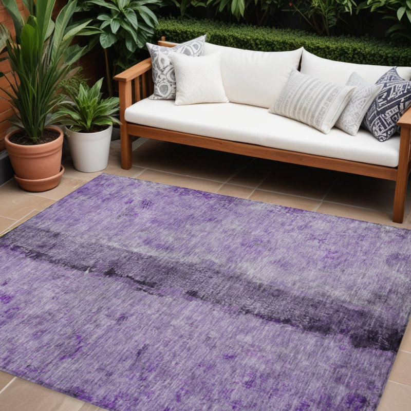 Tapis d'intérieur lavable abstrait mauve et lavande 9 pi x 12 pi