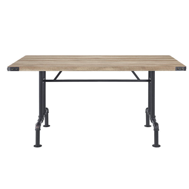 Table rectangulaire de conception moderne en chêne et en métal pour la salle à manger