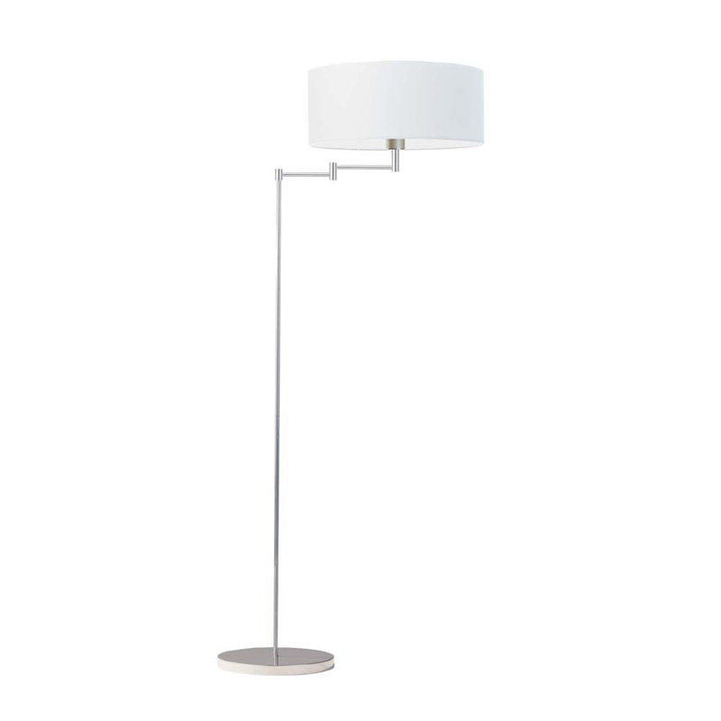 Korin 155cm Swing Arm Floor Lamp, White, Silver