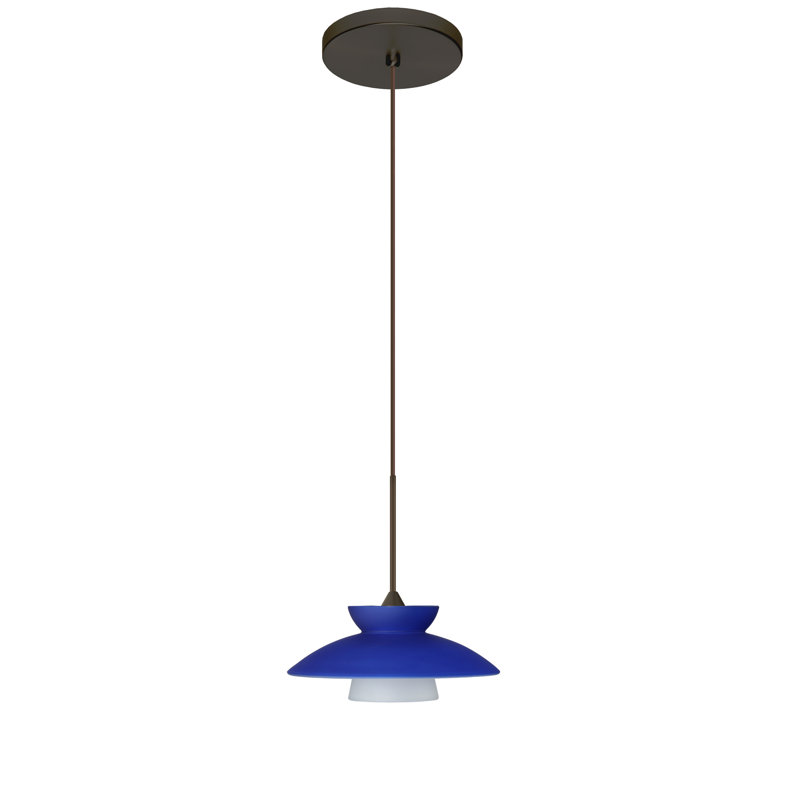 Luminaire suspendu pour dôme simple 1 lumières Trilo, DEL, Bronze, Bleu mat