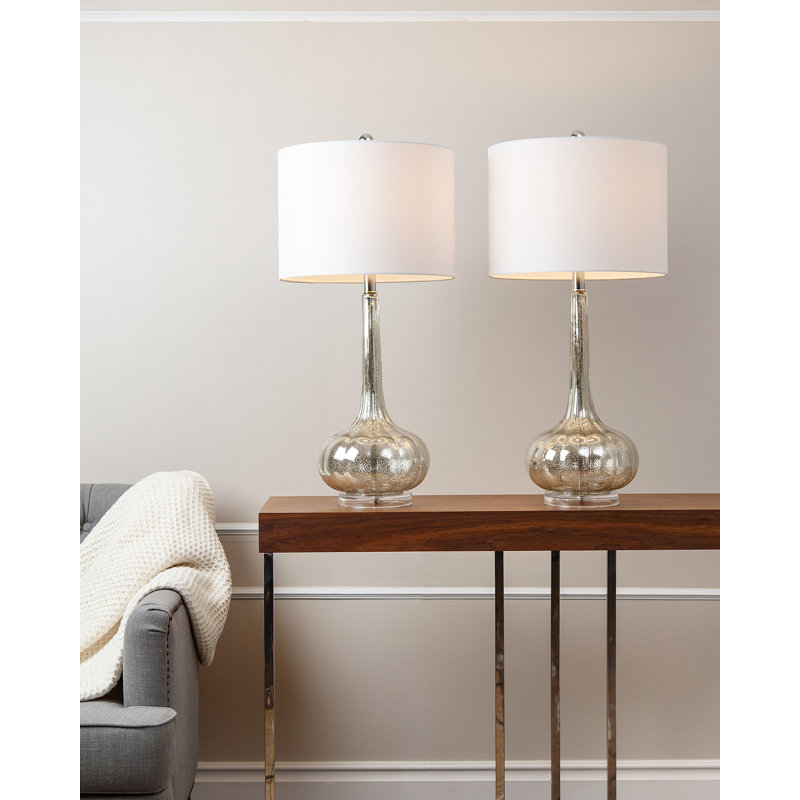 Brailee Mercury Glass Table Lamp, Silver