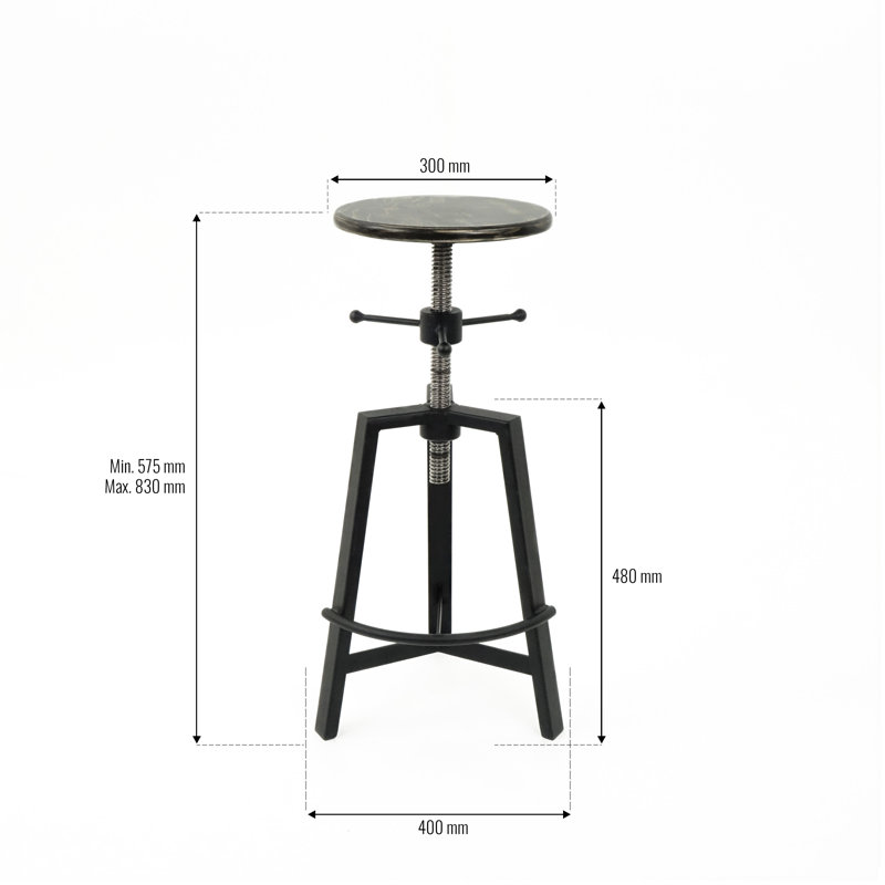 Chino Adjustable Height Counter Stool with Metal Frame, Black