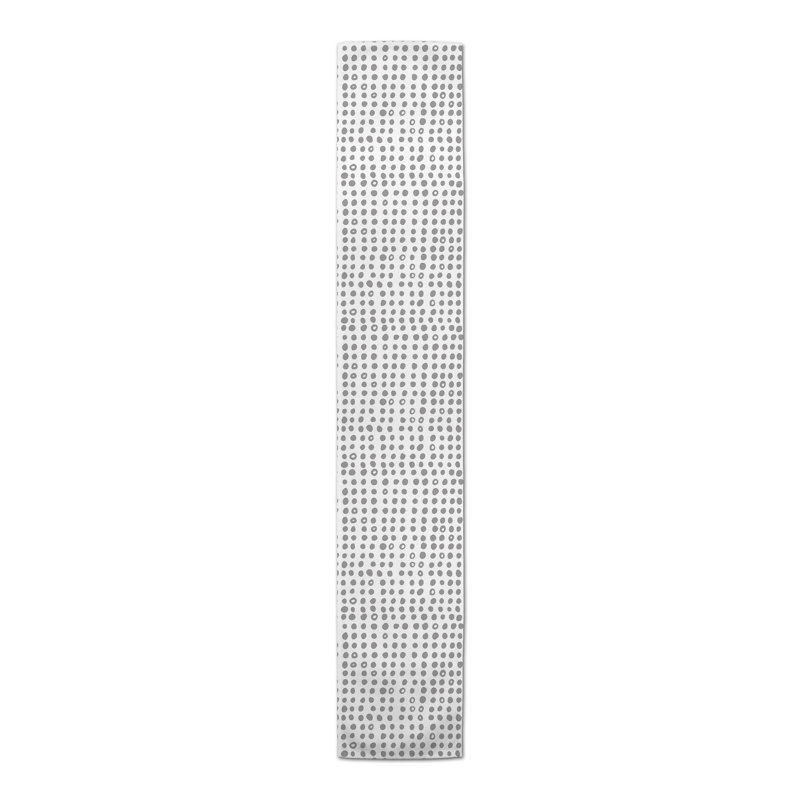 Devinn Polka Dots Table Runner, 90" x 16", Light Gray