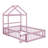 Adonnis Kids Montessori Style Playhouse Bed with Fence Railings, Removable House-Shaped Headboard,Kids Dress Up Rack-1847920646-1869096449