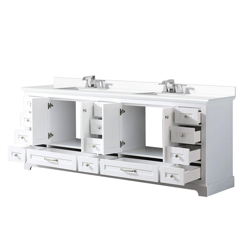 Ensemble de meuble-lavabo double avec comptoir en quartz et robinet