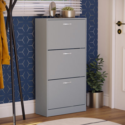 Vida 3 Drawer Flip Down Shoe Storage Free Standing Cabinet For Hallway