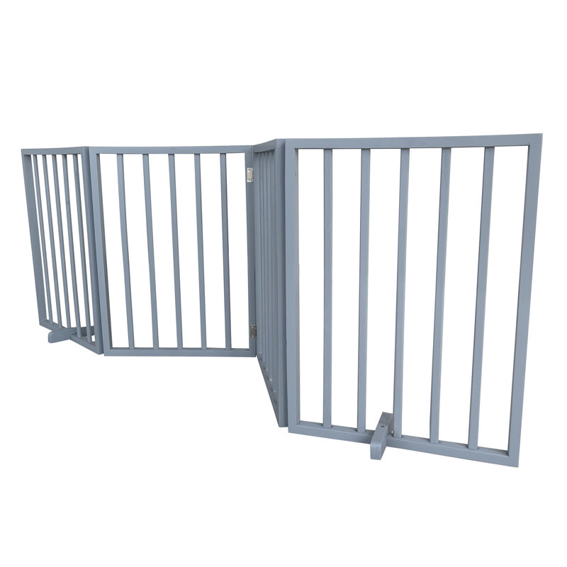 Barrière pour animaux autoportante en bois, gris