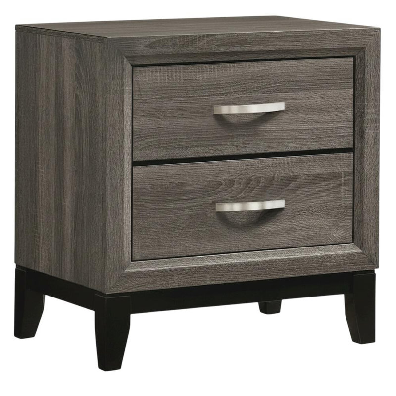 Table de chevet avec rangement, ensemble de 2 tiroirs en bois et 2 tiroirs, quincaillerie en nickel pour les tables d'appoint, chêne gris