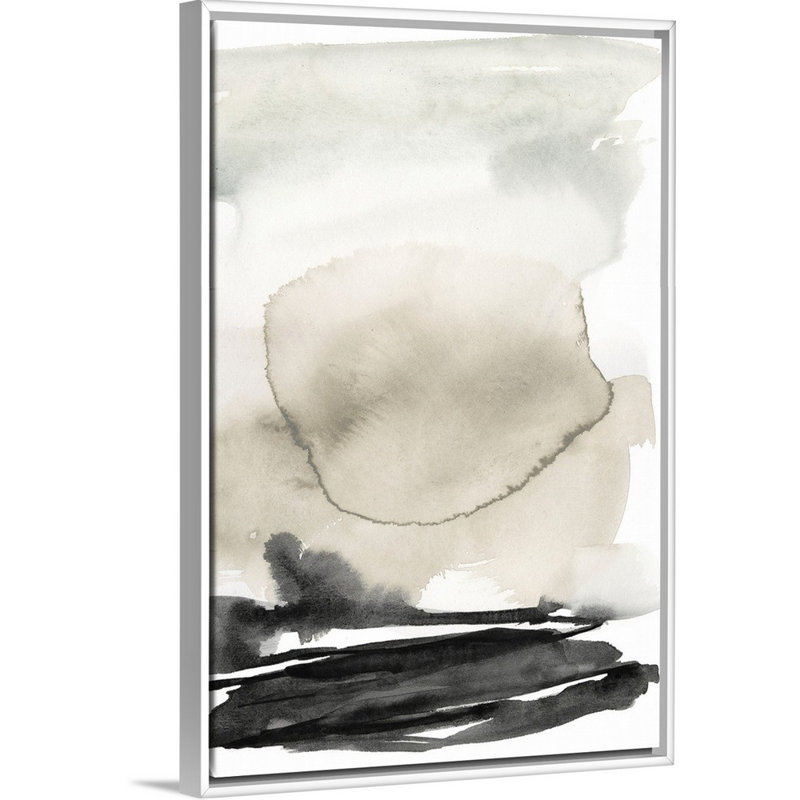 «Ebony Horizon Triptych II» par Jennifer Goldberger - reproduction d'art, Toile blanche encadrée