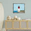 Art mural sur toile encadrée "Phare côtier sur bleu" par Julie Derice-1971473553-1971473565