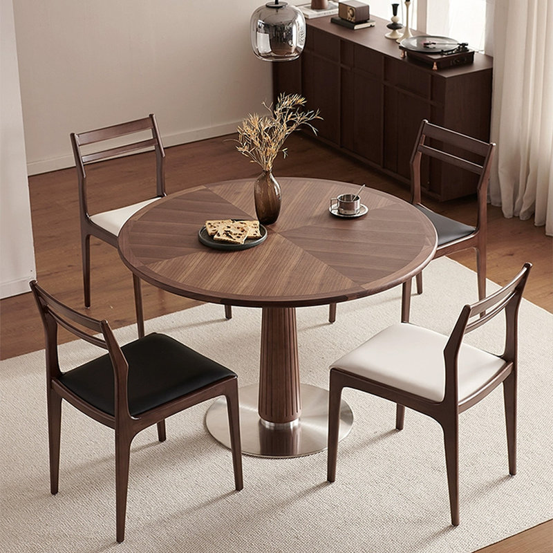 Hokku Designs Walnut Round Solid Wood Dining table - Wayfair Canada
