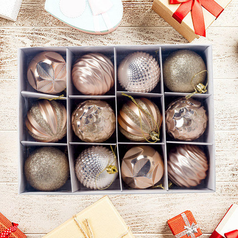 Ensemble de 12 boules de Noël, Or/argent