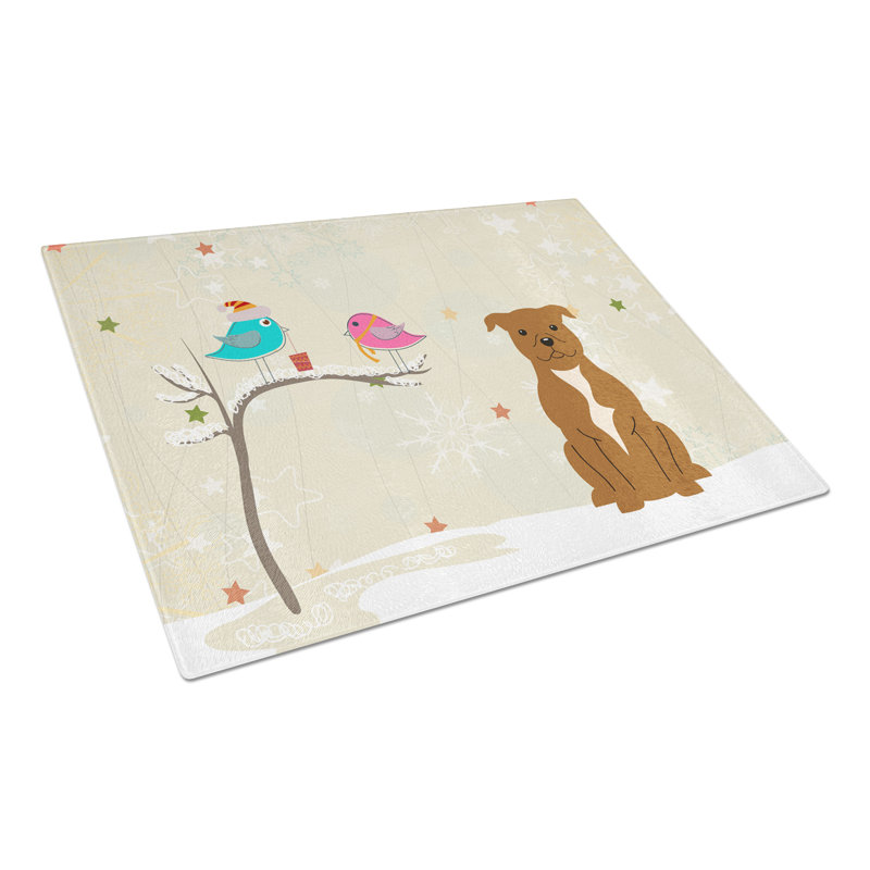 Planche à découper en verre à caroline staffordshire bull terrier Christmas Presents, Brun