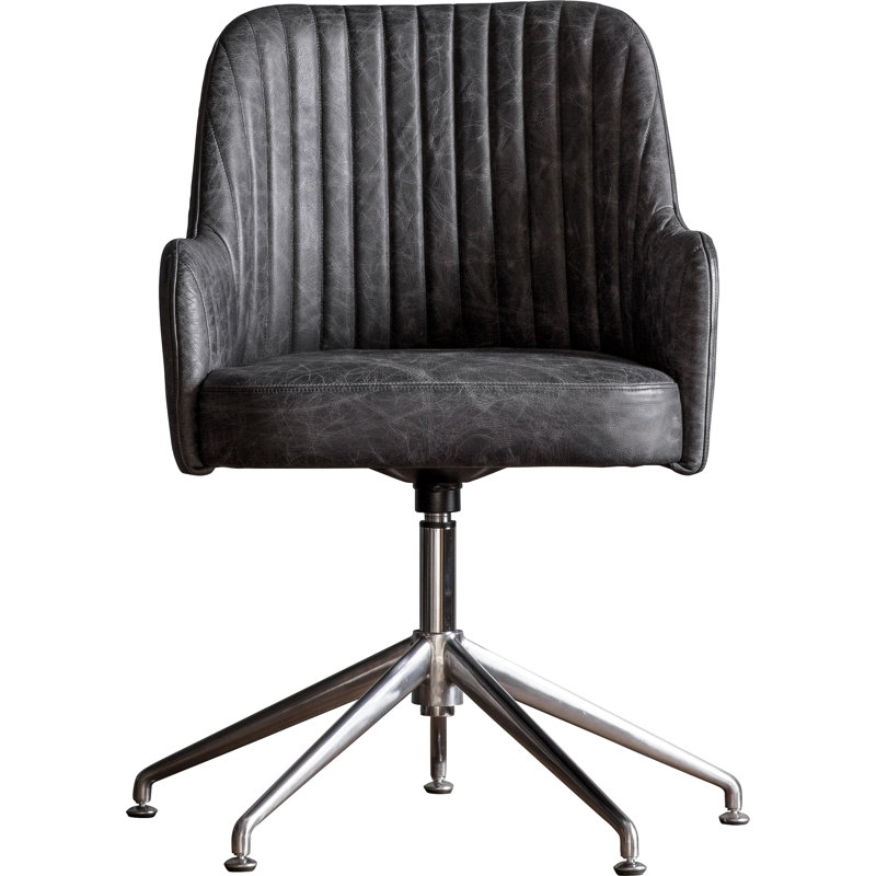 Yountville Genuine Leather Office Chair, Black