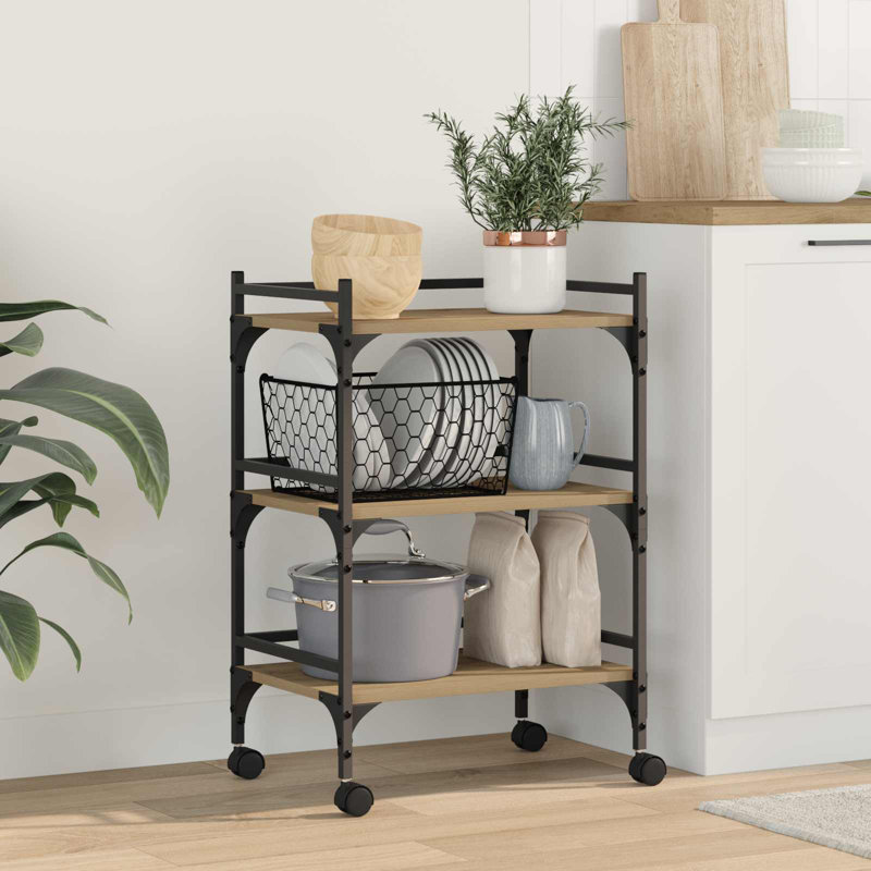 Wood Bar Cart, Artisan Oak