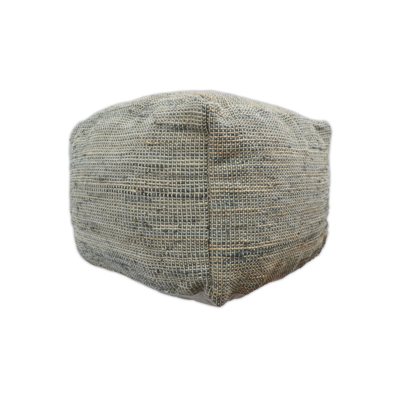 Grand pouf en jute uni tissé à la main, Gris / jute brun naturel