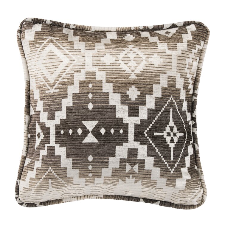 18 x 18 Square Cotton Accent Throw Pillow, Aztec Tribal Inspired Pattern, Trimmed Fringes, Multicolor Foundry Select