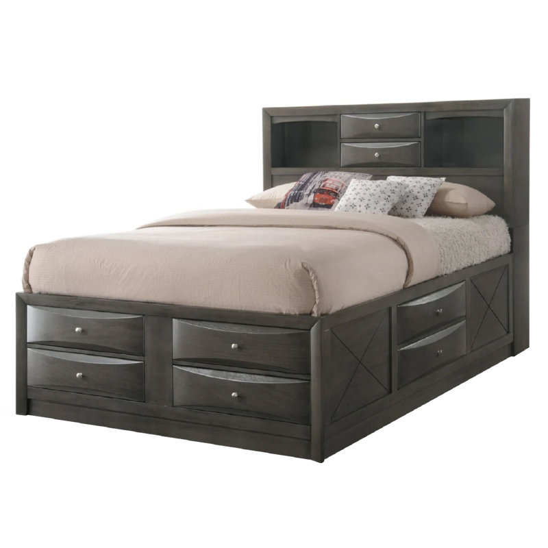 Jack King Solid Wood Storage Platform Bed, Queen