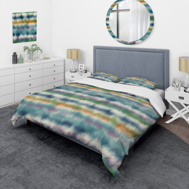 Multicolor Striped Pattern - Abstract Duvet Cover Set - Microfiber Polyester