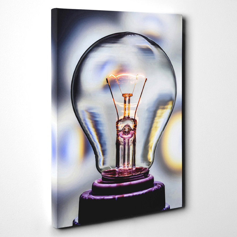 Light Bulb Electricity Photographic - Wrapped Canvas, 100cm H x 70cm W