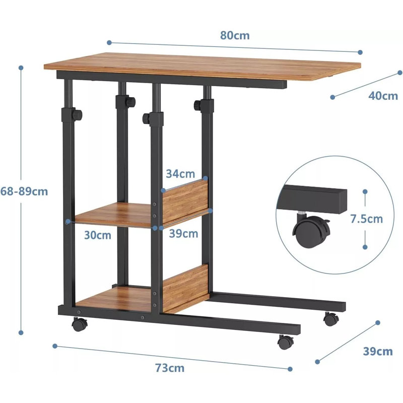Amariah Wheel End Table, Walnut/Black