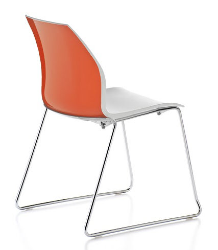Chaise d'invité traîneau Vortex, Orange / Blanc