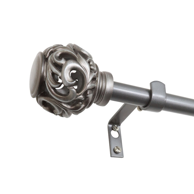 Tringle à rideaux simple réglable en métal Chiana, H 2,5 po x l 48 po x P 3,5 po, Argent vénitien