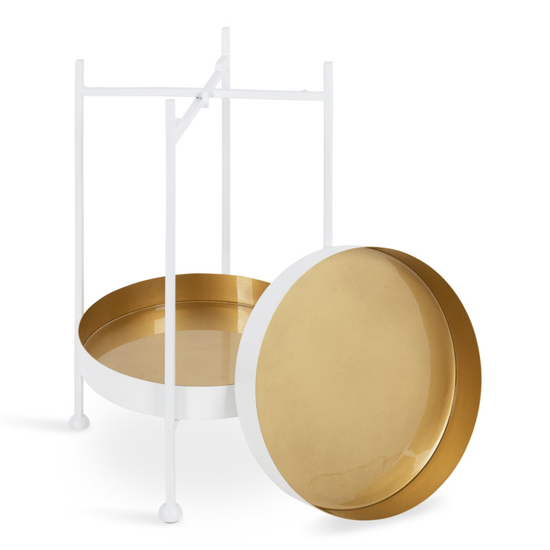 Antonne End Table, White, Gold