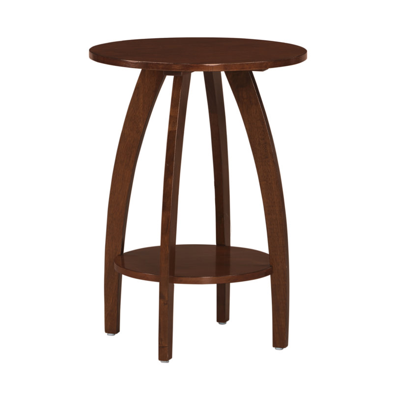 Stacie Round End Table with Shelf, Espresso