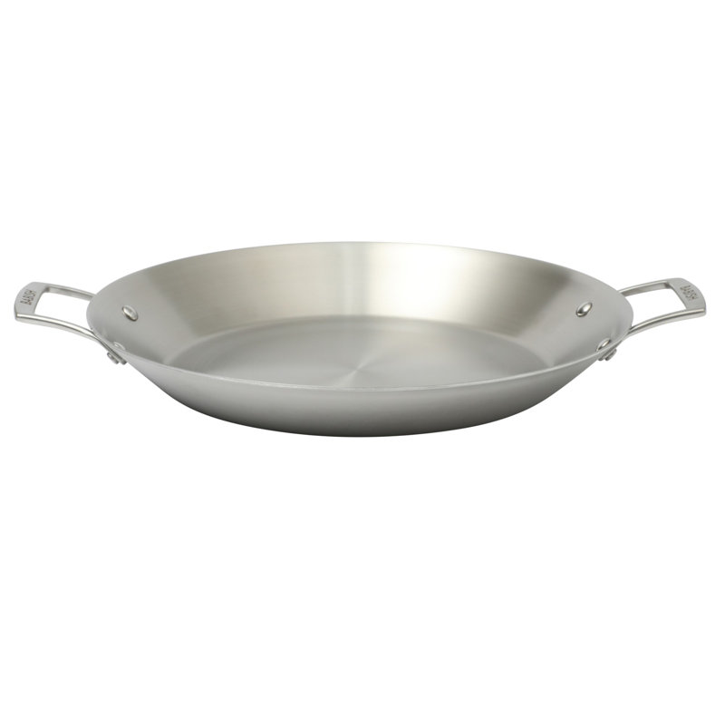 Poêle à paella en acier inoxydable à trois couches Babish de 13 po, grande poêle, plaque chauffante, poêle à induction