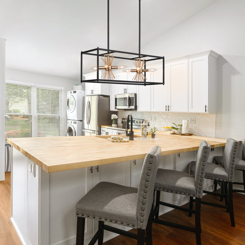 Modern 8-Light Black Industrial Sloped ceiling Chandelier with Rectangle Frame for Dry Indoor 