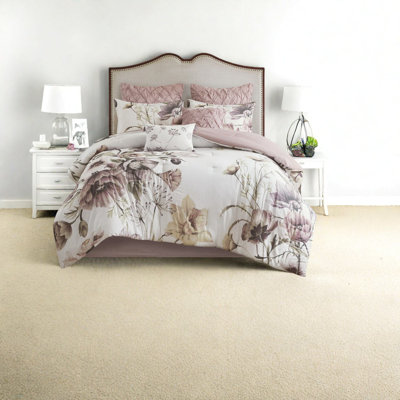 Ensemble de literie confortable en rosé, coton et polyester au design chic pour la maison