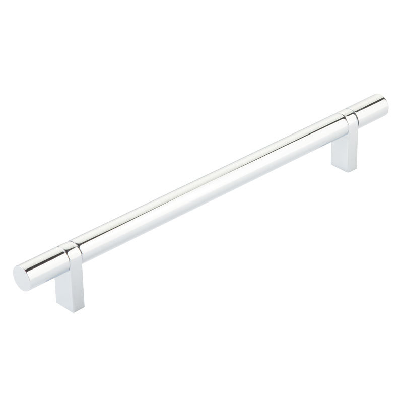 Poignée d'armoire Emtek Select centre à centre avec tige de bar rectangulaire et barre lisse, Chrome poli, 8"