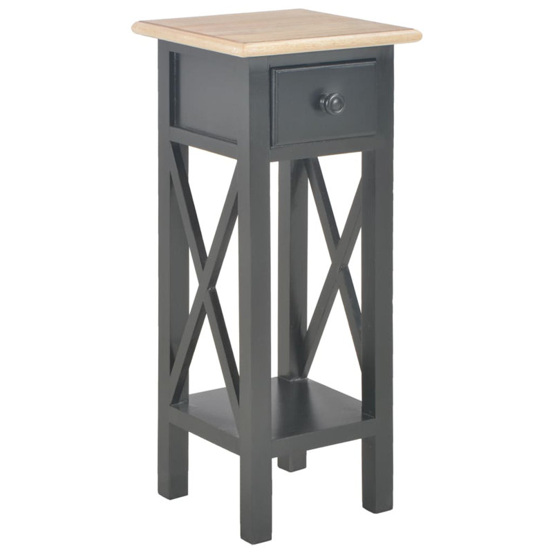 Table de bout en verre avec rangement Spielman, Noir, Brun