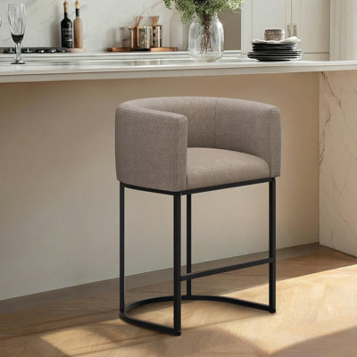 Upholstered Counter Stool with Metal Frame