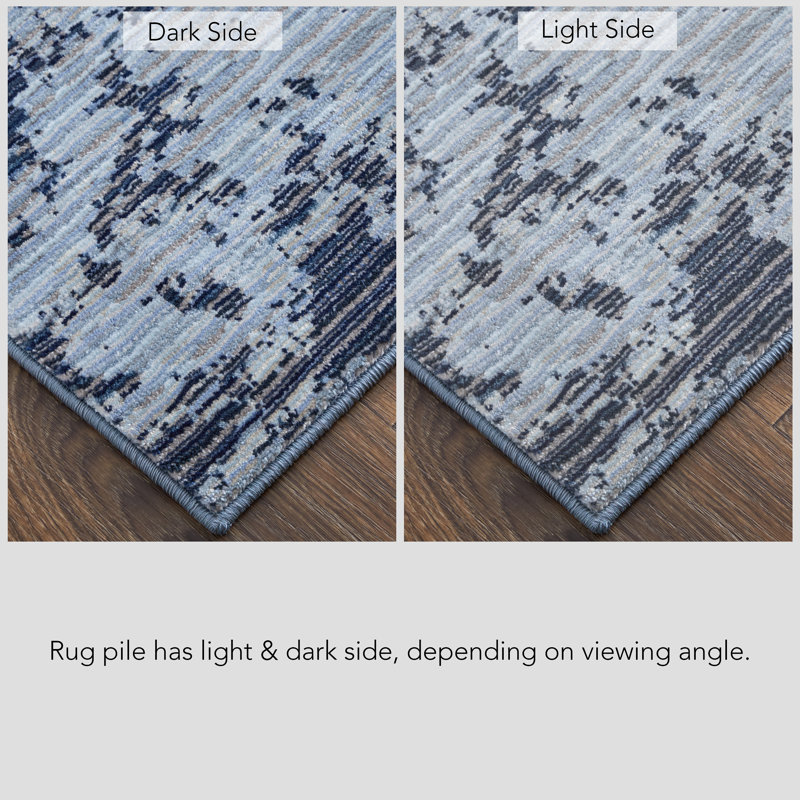 Tapis bleu / noir Maxin, Rectangle 7 pi 10 po x 10 pi 3 po