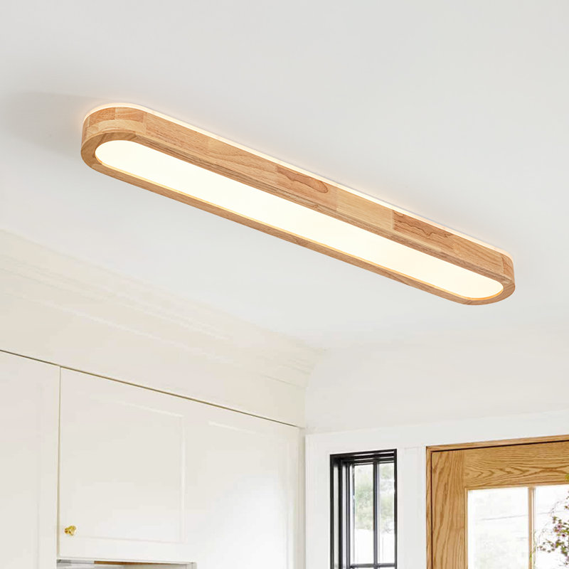 Cristalle Wooden Long Oval Led Flush Mount, 3000K