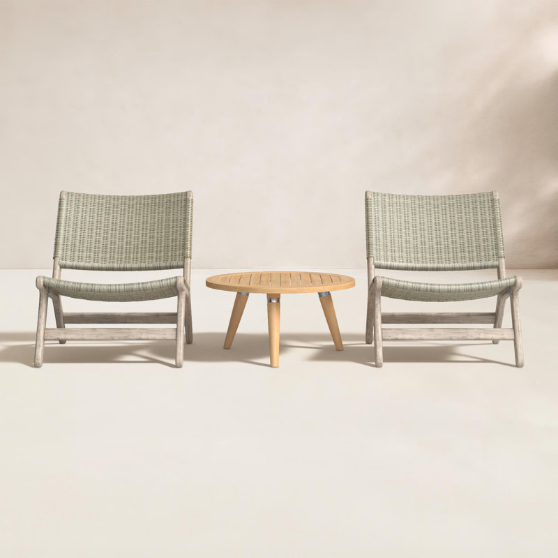 Timmerman Outdoor 3 - Piece Teak Conversation Set, Driftwood Gray