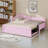 Linen Fabric Upholstered L-Shaped Daybed With Pop-Up Trundle, Slats-1142196440