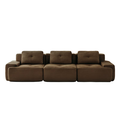 Canapé modulaire 3 places en velours côtelé avec assise profonde