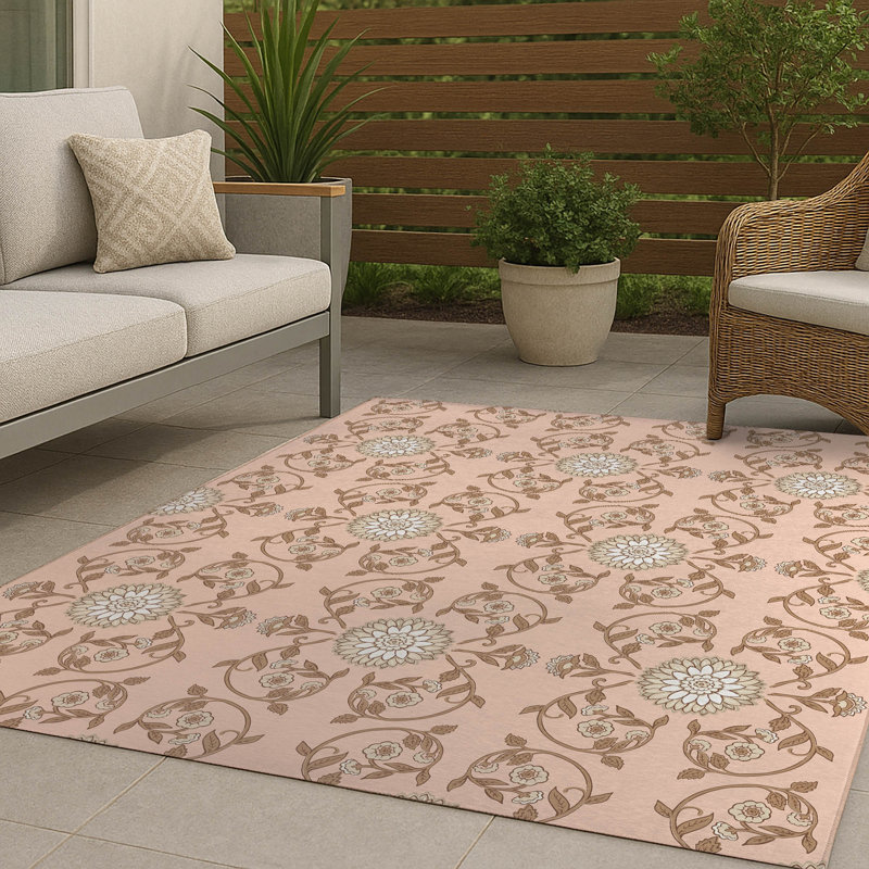 Tapis d'extérieur antidérapant Ezimea, Rosé, Rectangle 96 po x 120 po