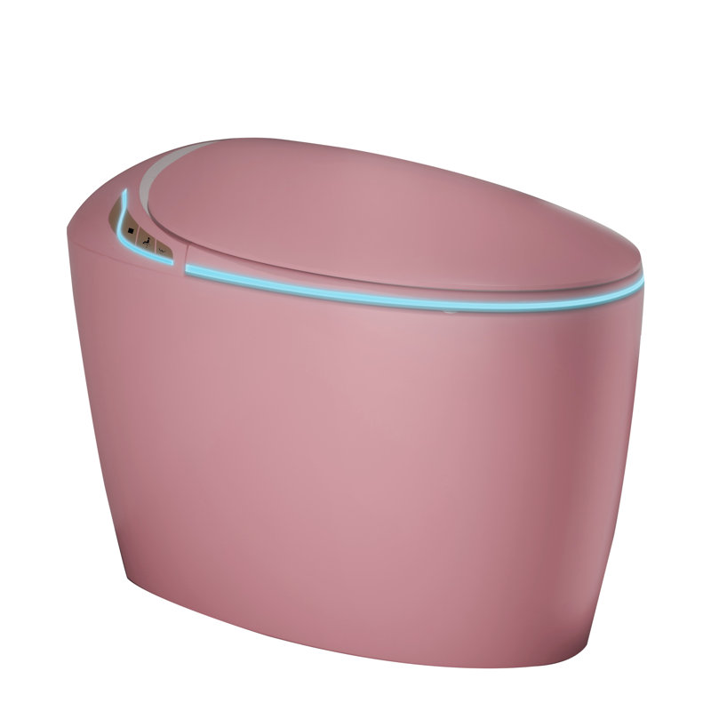 Smart Toilet With Bidet, Auto Close Seat, 1.28 Flushing, Led Display, Pink For Bathroom Intelligent One Piece Toilet, Open Siphonic Fixture