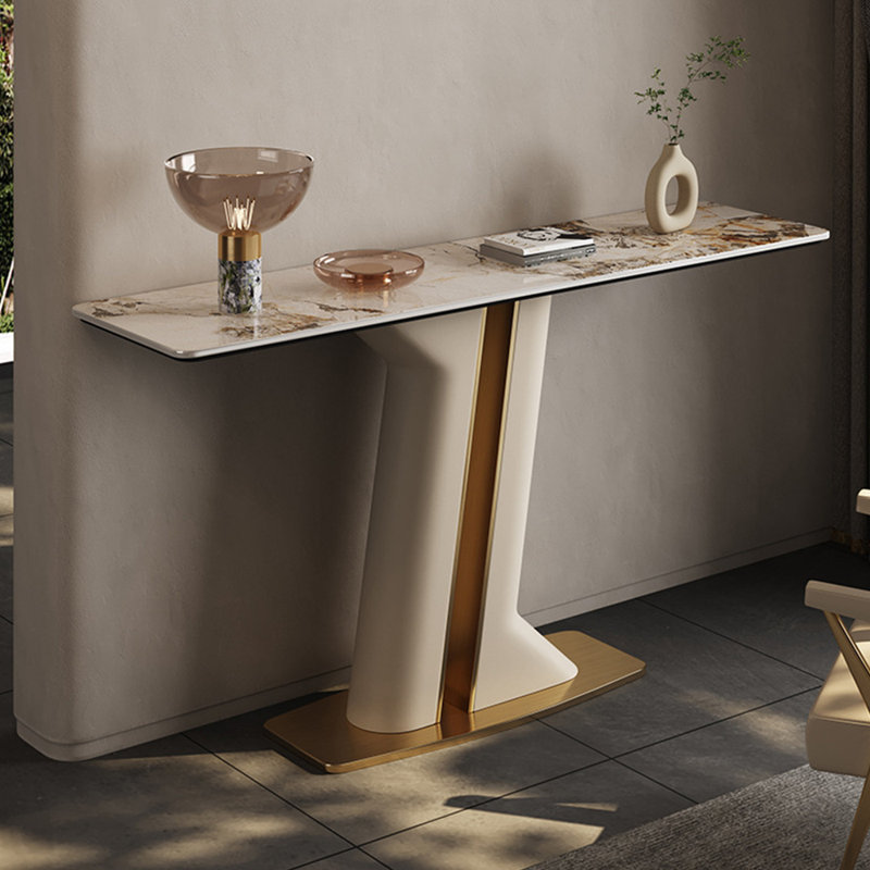 Console haut de gamme légère et luxueuse, Or/beige, H 33,5 po x l 47,2 po x P 13,8 po