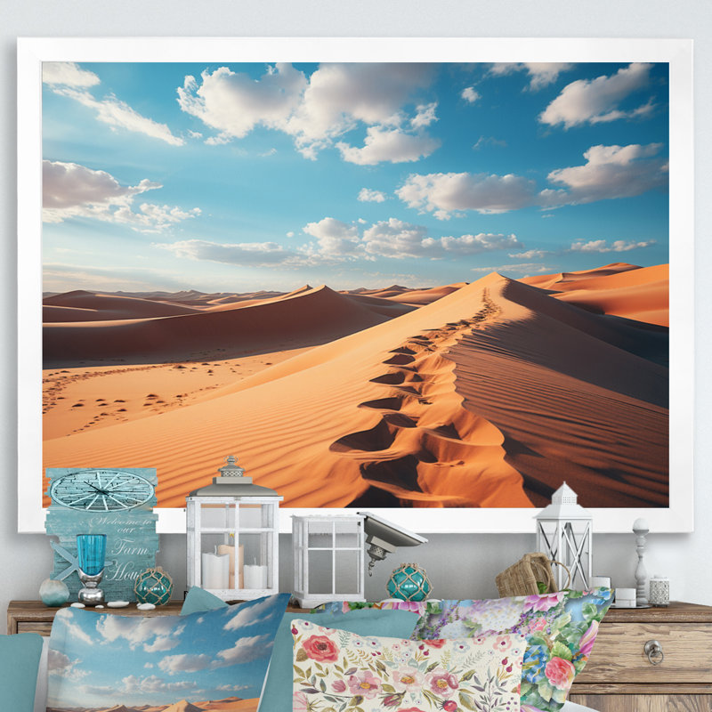 Desert Glamis Sand Dunes III - impression, H 12 po x l 20 po x P 1 po, Cadre photo blanc