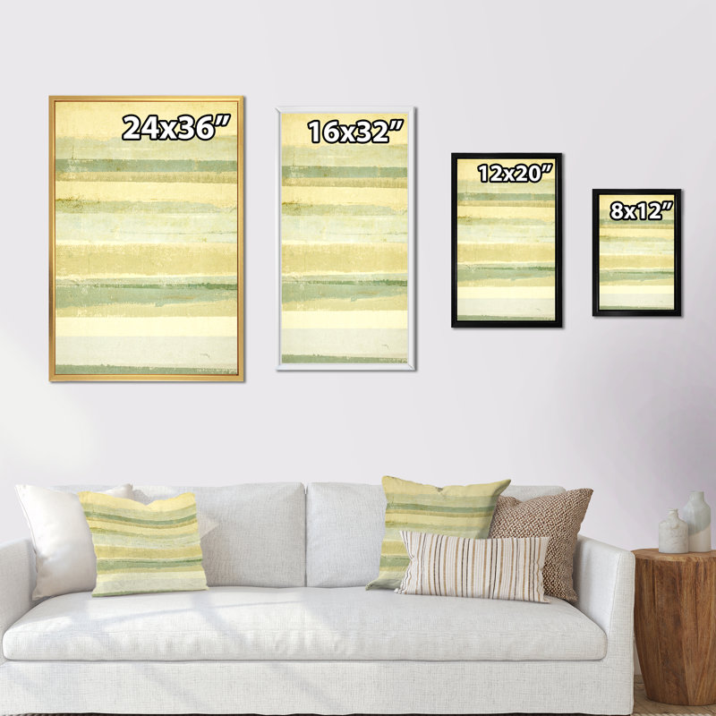 Art moderne vert et beige - Décoration murale moderne et contemporaine sur toile, H 36 po x l 24 po x P 1 po